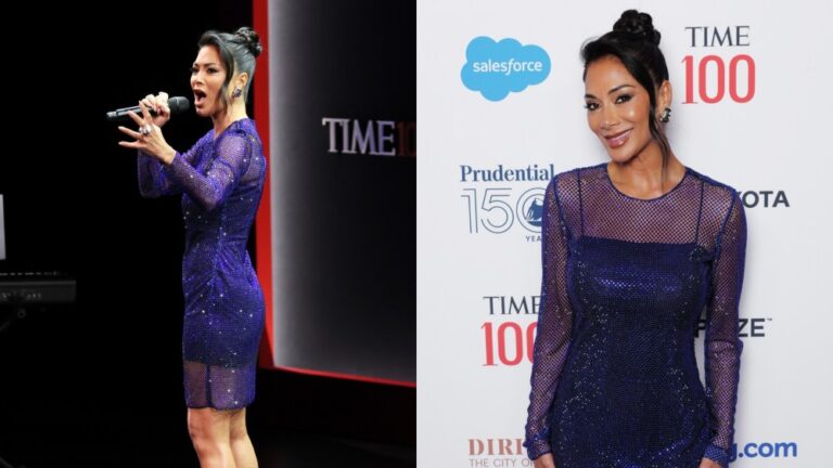 Nicole scherzinger wears sheer stella mccartney outfit at time 100
