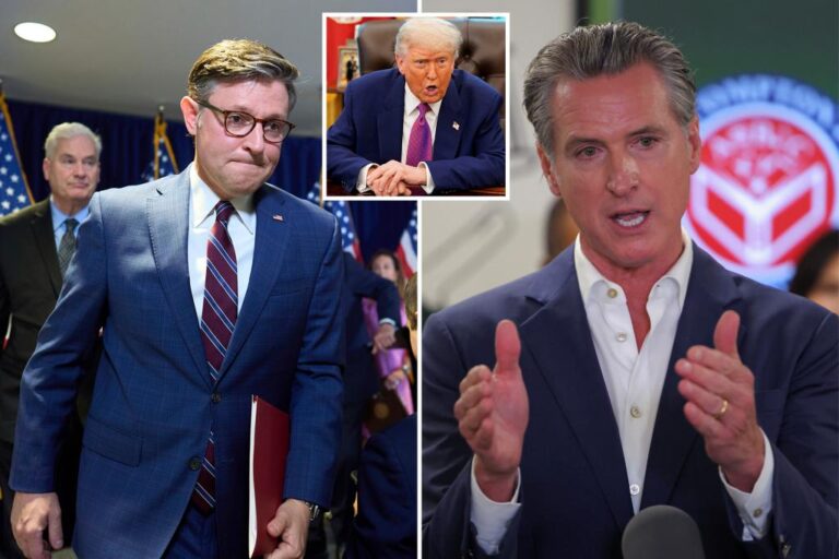 Speaker mike johnson suggests that gavin newsom should face severe
