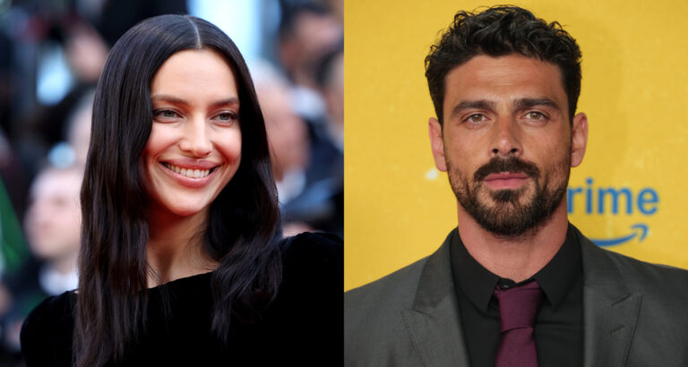 Irina shayk and michele morrone share a romantic kiss while