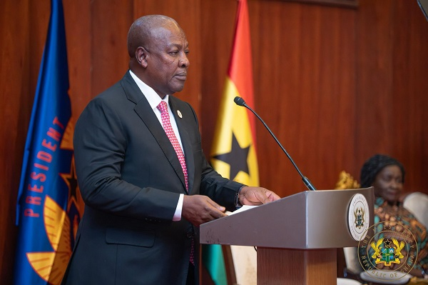 President Mahama emphasizes to CJ Baffoe-Bonnie the importance of recognizing that each case involves real human lives. President Mahama emphasizes to CJ Baffoe Bonnie the importance of recognizing