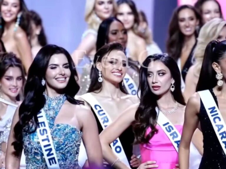The intense look from Miss Israel towards Miss Palestine conveys everything. The intense look from Miss Israel towards Miss Palestine conveys