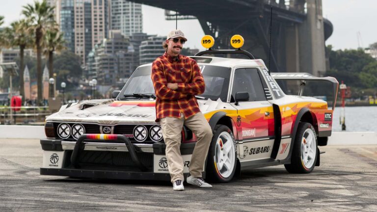 Travis Pastrana’s new Gymkhana vehicle is an entirely outrageous Subaru Brat. Travis pastrana's new gymkhana vehicle is an entirely outrageous subaru