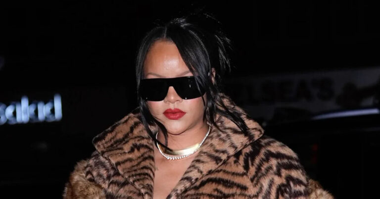 Rihanna Shows Up Without Pants, Donning a Controversial Animal Print Coat and Coordinating Heels Rihanna Shows Up Without Pants, Donning a Controversial Animal Print